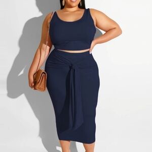 2pc Midi Skirt/ Cropped top 4x